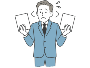 各種届出作業に終われる男性社員